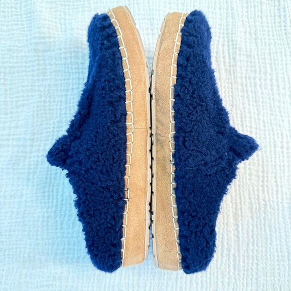 LL Bean Cozy Slipper Slides Size 8 Navy Blue Fleece - Picture 5 of 12